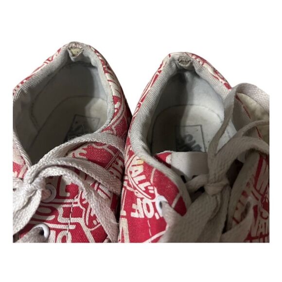 Vans 5.5Y Europe 37 (women’s 6-6.5) red white logo GUC off the wall sneaker shoe - Picture 5 of 10